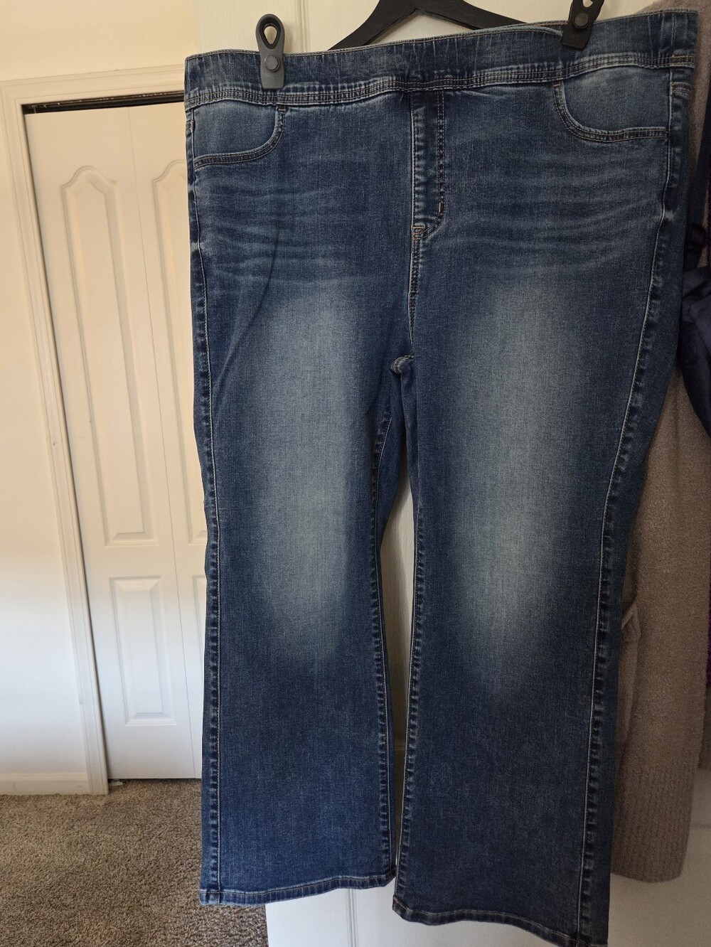 Torrid Feel the Fit Pull On Dark Blue Stretch Flare Jeans